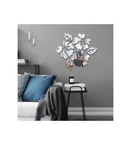 AS TASARIM LAZER ÇİÇEK002 MODEL DUVAR DEKORASYON SÜS GÜMÜŞ RENK 50 x 50 CM 6 PARÇA