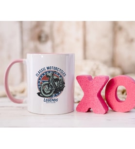 BK Gift Kişiye Özel Motorcu Temalı Pembe Kupa Bardak-17, Arkadaşa Hediye, Sevgiliye Hediye