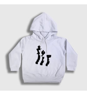 Presmono Unisex Çocuk Beyaz Pieces Chess Satranç Kapüşonlu Sweatshirt 337867tt (Beyaz)