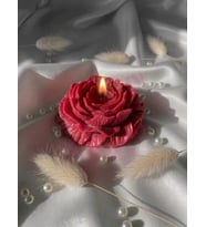 Mumelia Candles Şakayık Figürlü - Doğal Soya Blok Dekoratif Mum - Kırmızı