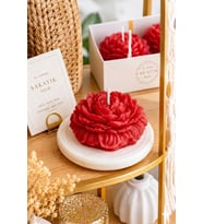 Şakayık 3'lü Mum - Mumelia Candles Doğal Soya, El Yapımı, Dekoratif - Kırmızı