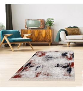 Batik Desenli Renk Geçişli Dijital Baskı Yıkanabilir Kaymaz Taban Salon Halısı ve Yolluk (Çok Renkli)