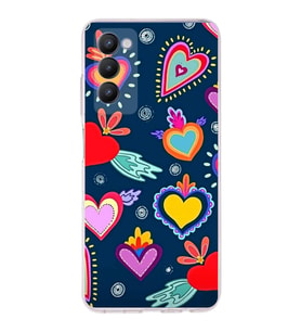 PrintiFy Tecno Camon 18 ile Uyumlu 1mm Slim Fit Retro Renkler 3 Baskılı Şeffaf  Kılıf