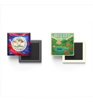 Buzdolap Magnetleri - Belize Bayrağı ve Paper Cut Tema - 2'li Set Magneti