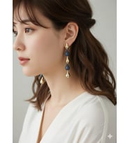 AKFECAN ÇELİK LACİVERT SALLANTILI DAMLA MODEL KÜPE (Altın Rengi)