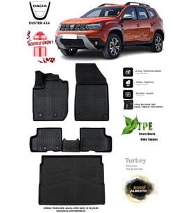 Dacia Duster 4X4 2018-2022 Arası Araca Özel 3D Paspas Ve 3D Bagaj Havuzu