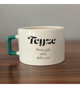 Teyze Baskılı Yeşil Kulplu C Fincan