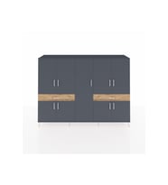 Hyperion Dolap 12 Raflı 2 Çekmeceli 8 Kapaklı 220x44x163 Antrasit-Antrasit/Çam
