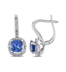 1.85 Karat Laboratuvar Pırlanta Safir Küpe - HRD Sertifikalı