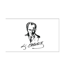 Masa Üstü Atatürk İmzalı Bayrağı 15x23cm Masa Bayrağı