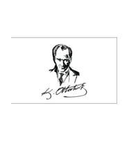 Masa Üstü Atatürk İmzalı Bayrağı 15x23cm Masa Bayrağı