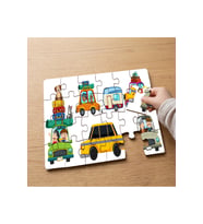 Sevimli Araçlar Tasarımlı 24 Parça Ahşap Çocuk Puzzle MPK0046