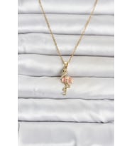 316L Çelik Zincir Gold Renk Flamingo Model Kadın Kolye