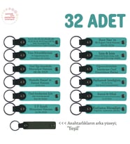 Öğretmene Hediye Fikirleri Arayanlara İsim Yazılabilen 32' li Anahtarlık Set, Koyu Turkuaz & Yeşil