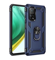 Xiaomi Mi 10T Pro 5G Kılıf Metal Solid Yüzüklü Standlı Military Ring SRS (Lacivert)