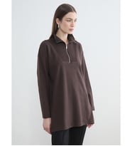 LCW Modest Kahverengi Dik Yaka Kadın Sweatshirt Tunik