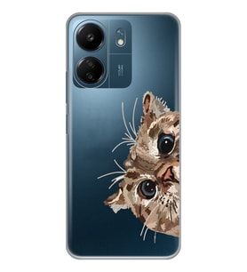 Xiaomi Redmi 13C Uyumlu Tatlı Kedi Desenli Şeffaf Telefon Kılıfı