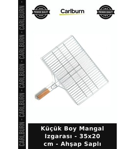 Özel Üretim Piknik Kamp Barbekü Tel Izgara Küçük Boy Mangal Izgarası - 35x20 cm - Ahşap Saplı