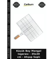 Özel Üretim Piknik Kamp Barbekü Tel Izgara Küçük Boy Mangal Izgarası - 35x20 cm - Ahşap Saplı