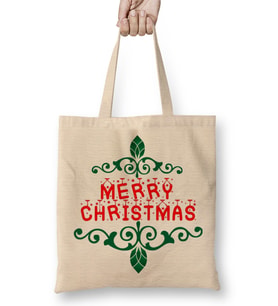 Yılbaşı Yeni Yıl Konseptli Merry Christmas 012 Bez Çanta Uzun Saplı