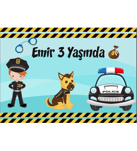 Polis Temalı Doğum Günü Afişi 35X50 cm