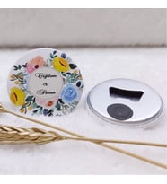 30 Adet Rengarenk Söz Hediyeliği Buton Açacak Magnet  Sarı Çiçekliı Uv Baskılı-