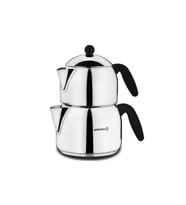 Korkmaz A038 Orbit Maxi Çelik Çaydanlık Takımı Siyah  (Rose)