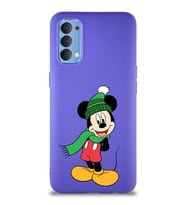 Oppo Reno 4 Soft Premier Kapak Mickey Mouse-G Tasarımlı Silikon Kılıf - Mor (Şeffaf)