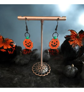 Handcraftedbyoz, Kadın, Halloween Balkabağı Küpe Serisi (Turuncu)
