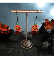 Handcraftedbyoz, Kadın, Halloween Balkabağı Küpe Serisi (Turuncu)