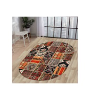 Dijidekor Halı Turuncu Cool K1300 Yıkanabilir Oval Kesme İnce Yolluk Kilim Salon Halısı Modelleri (Açık Turuncu)
