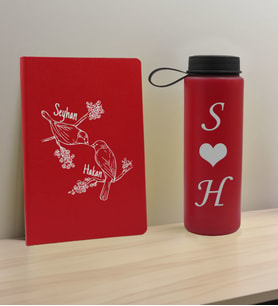 BK Gift Sevgiliye Özel İsimli Kırmızı Defter ve Cam Matara Hediye Seti-5, Sevgiliye Hediye, Sevgililer Günü, Yeni İş Hediyesi