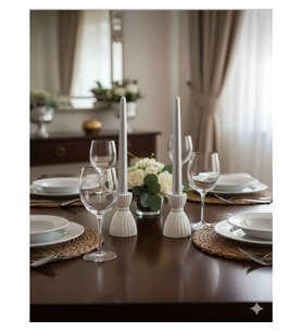BY Fİİ HOME 2'Lİ LUMOS KOKULU SET BEYAZ VERNİKLİ MUMLUK (Parlak Beyaz)