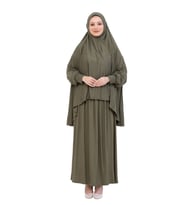 İki Parça Namaz Elbisesi – Uzun Pamuklu Tesettür Giyim Abaya & Başörtüsü Set
