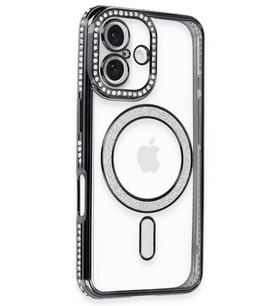 iPhone 16 Kılıf Joke Simli Magneticsafe Kılıf - Siyah
