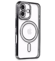 iPhone 16 Kılıf Joke Simli Magneticsafe Kılıf - Siyah