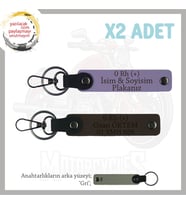 Yolların Sürücülerine Özel İsim Plaka, 0 Rh (+) Kan Grubu Yazılı x2 Anahtarlık Hediye, Mor-Beyaz-Gr (Çok Renkli)