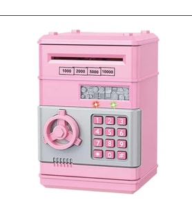 Akıllı ATM Kumbara Şifreli Otomatik Kağıt Para Alan Kasa Kumbara Harika bir hediye (Açık pembe)