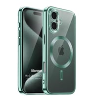Microsonic Apple iPhone 16 Kılıf MagSafe Luxury Electroplate Yeşil (Yeşil)