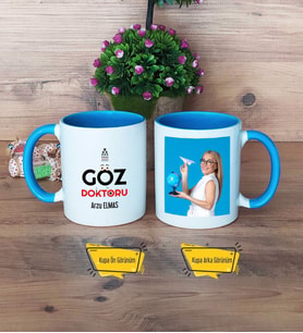 Göz Doktoru Kupa Bardak Mavi Fotoğraflı Tıp Bayramı Hediyesi