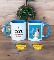 Göz Doktoru Kupa Bardak Mavi Fotoğraflı Tıp Bayramı Hediyesi