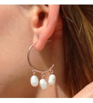 Barok İncili Rose Gold Kaplama Gümüş Küpe