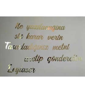 Leylaser Kişiye Özel Yapışkanlı Aynalı Gold Pleksi Duvar Yazısı -Harf Sayısına Göre-