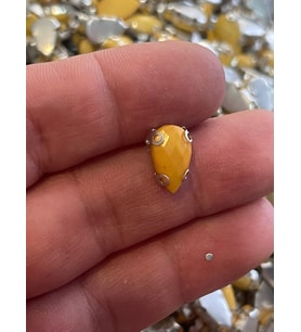 1 cm 2 mm KRİSTAL KOYU SARI KASALI DİKME DAMLA TAŞ BONCUK (50 ADET)
