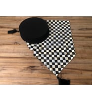 YAĞLI BOYA DAMA DESENLİ RUNNER & SUPLA (Krem)