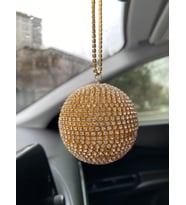 Kristal Taşlı Disko Topu Dikiz Ayna Süsü Küçük 6cm Altın