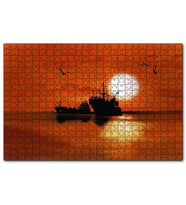 Cakapuzzle  Yük Gemisi Martılar Gün Batımı  Puzzle Yapboz MDF (Ahşap) (120 Parça)