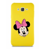 Samsung Galaxy J7 Soft Premier Kapak Minnie Mouse-C Tasarımlı Silikon Kılıf - Sarı (Şeffaf)