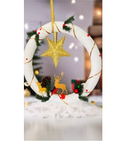 Teddy Santa Claus Happy House Christmas Çelenk
