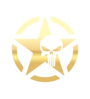 Yıldız Punisher Kurukafa Sticker17x17 Cm Gold